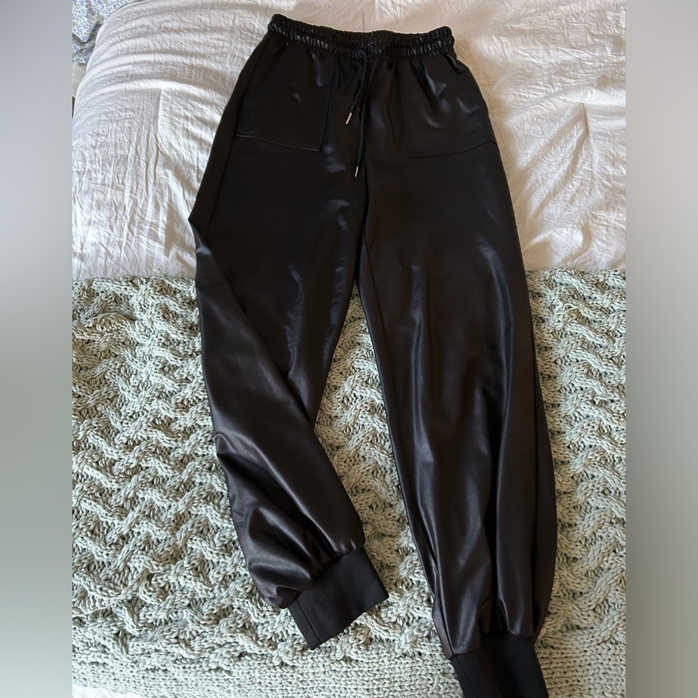 Black Leather Jogger Pant